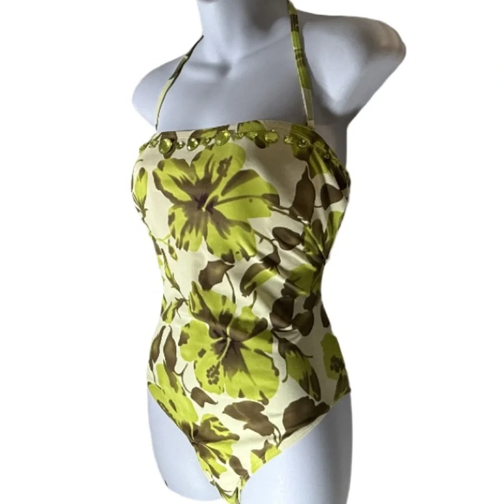 NWT NEWPORT NEWS | Tropical Floral Halter One Piece Swimsuit Swimwear Beach 14